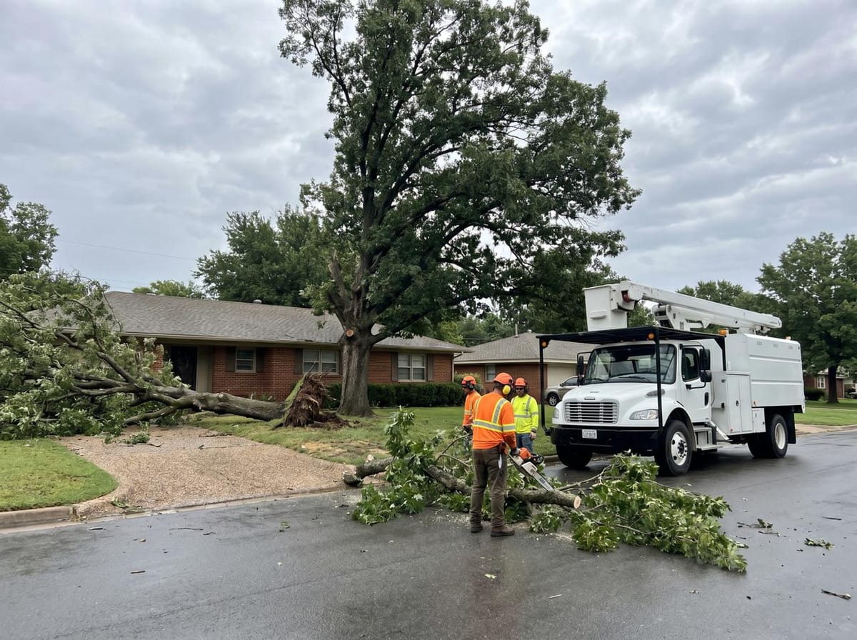 Tree service crew working in Broken Arrow, OK